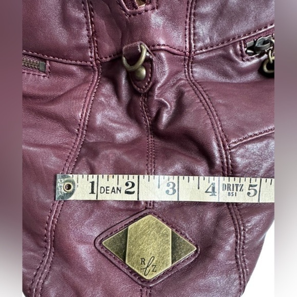 BURGUNDY RACHEL ZOE LUXE LEATHER SATCHEL FRINGE ZIPPER TASSELS - Picture 7 of 16